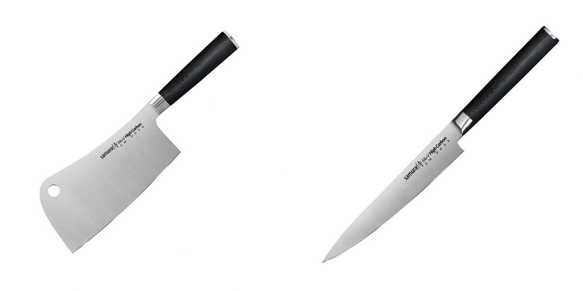 AKCE 1+1 Kuchařský nůž-sekáček Samura Mo-V (SM-0040), 180mm + Univerzální nůž Samura Mo-V (SM-0023), 150 mm