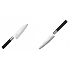 AKCE 1+1 Santoku nůž KAI Wasabi Black (6716S) 165mm + Plátkovací nůž KAI Wasabi Black Yanagiba 155mm