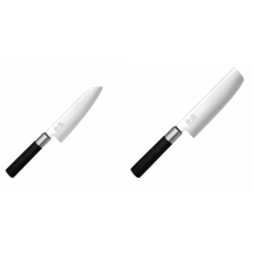 AKCE 1+1 Santoku nůž KAI Wasabi Black (6716S) 165mm + Wasabi Black Nakiri KAI 165mm