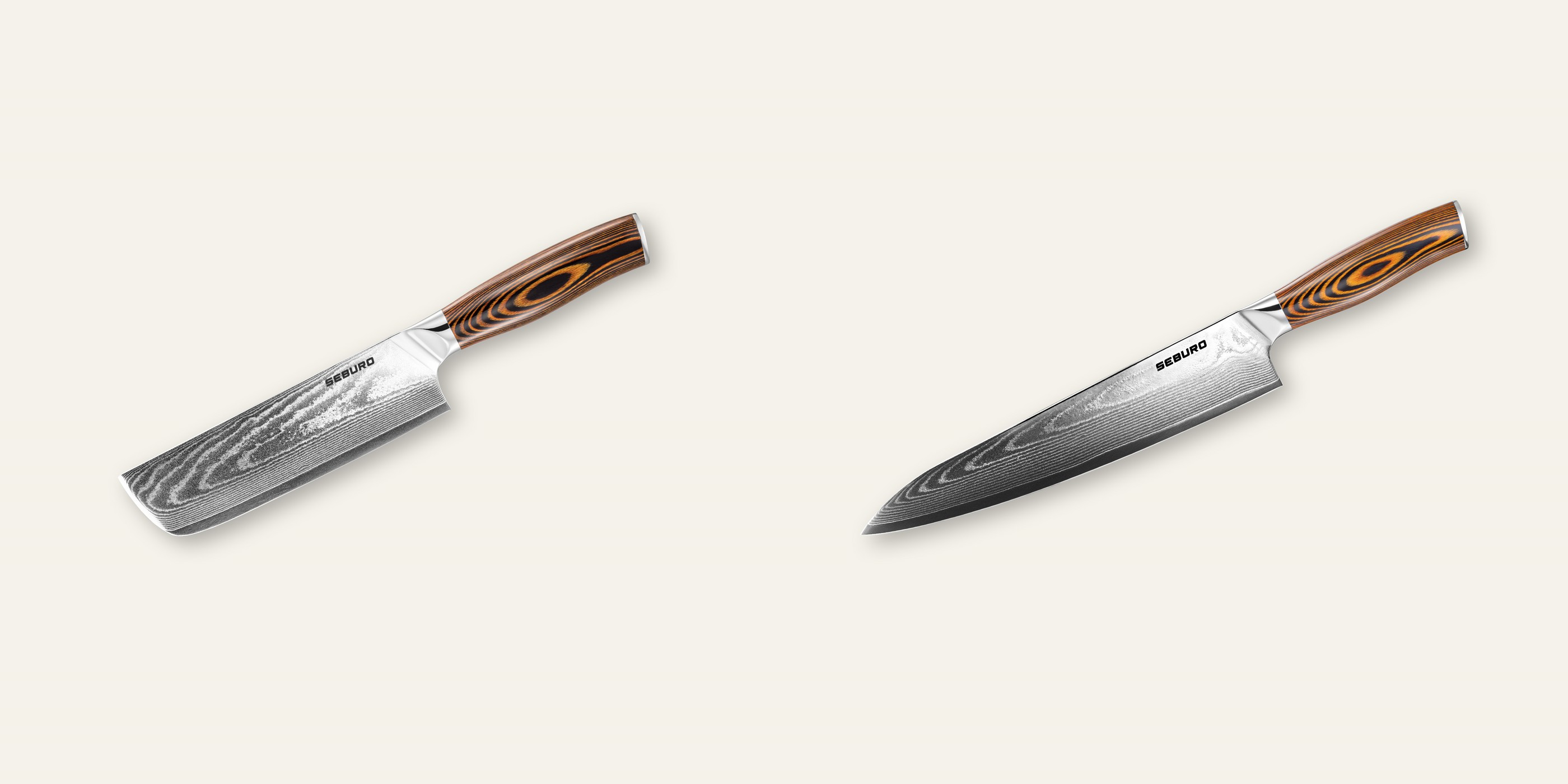 AKCE 1+1 Nakiri nůž Seburo SUBAJA Damascus 175mm + Šéfkuchařský nůž Seburo SUBAJA Damascus 250mm