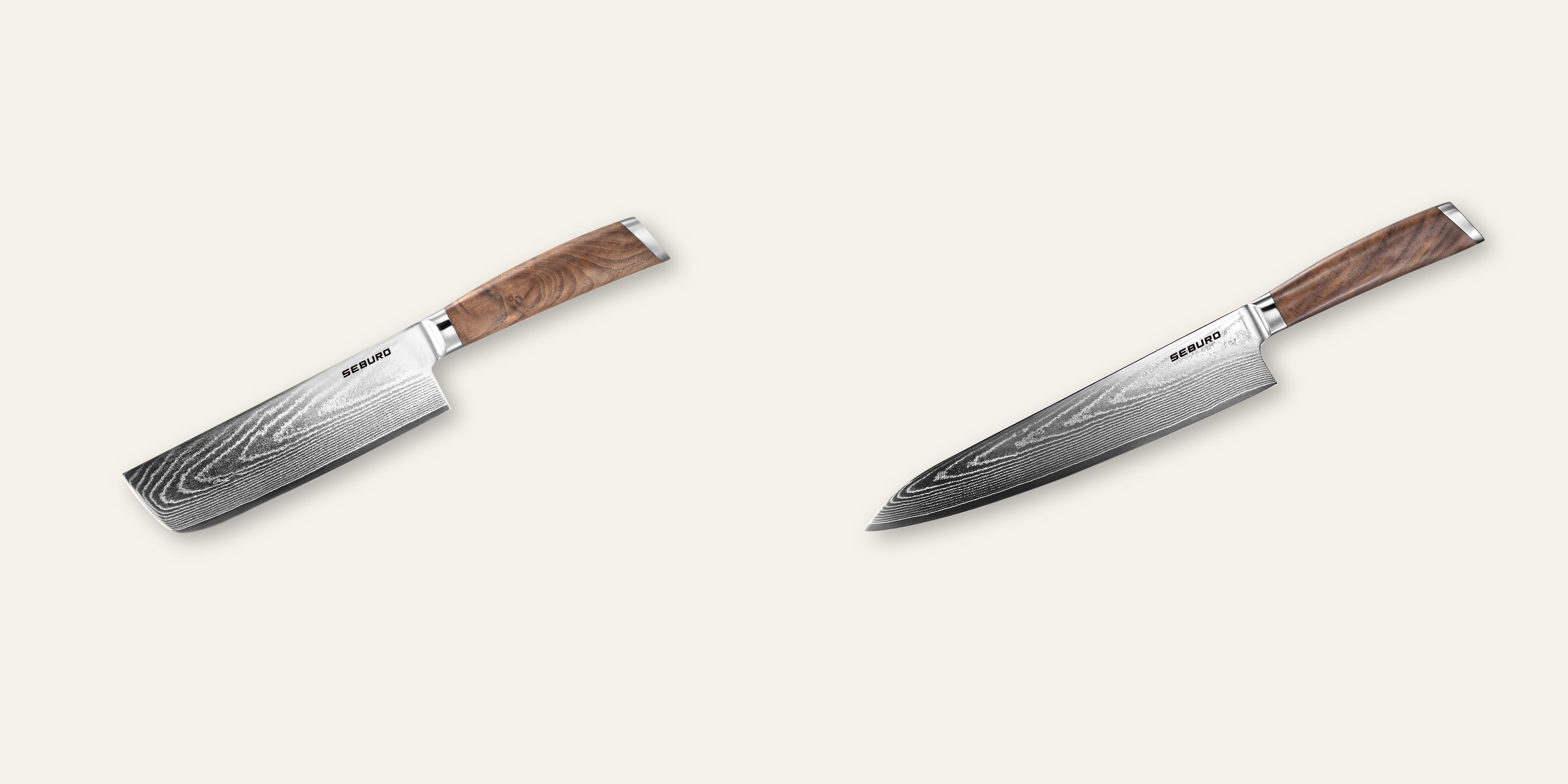 AKCE 1+1 Nakiri nůž Seburo HOGANI Damascus 170mm + Šéfkuchařský nůž Seburo HOGANI Damascus 250mm