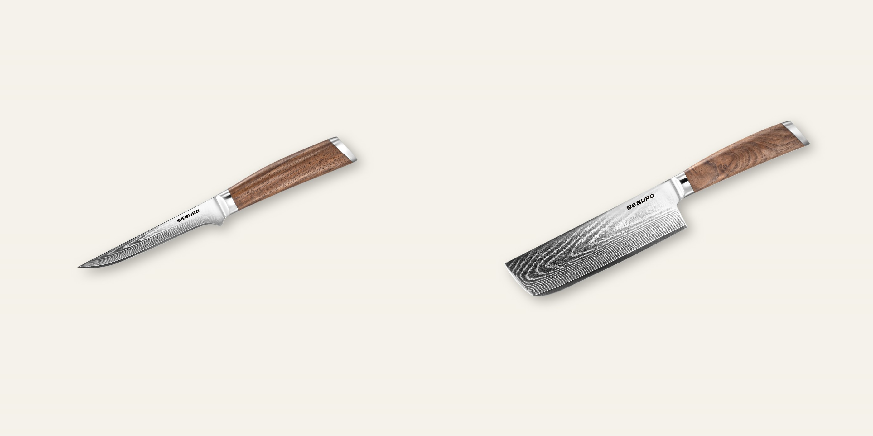 AKCE 1+1 Vykosťovací nůž Seburo HOGANI Damascus 140mm + Nakiri nůž Seburo HOGANI Damascus 170mm