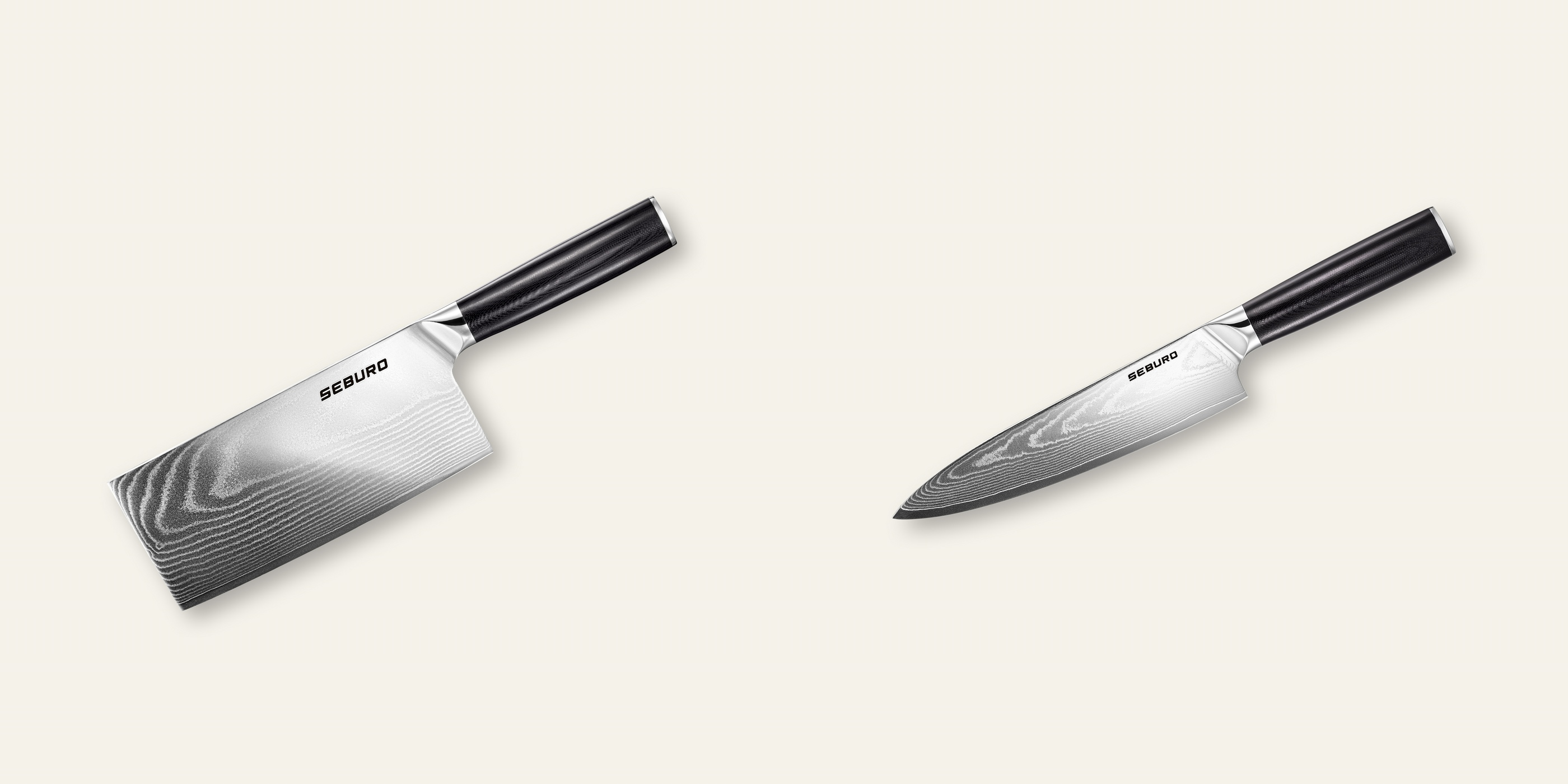AKCE 1+1 Sekáček Seburo SARADA Chopper Damascus 180mm + Šéfkuchařský nůž Seburo SARADA Damascus 200mm
