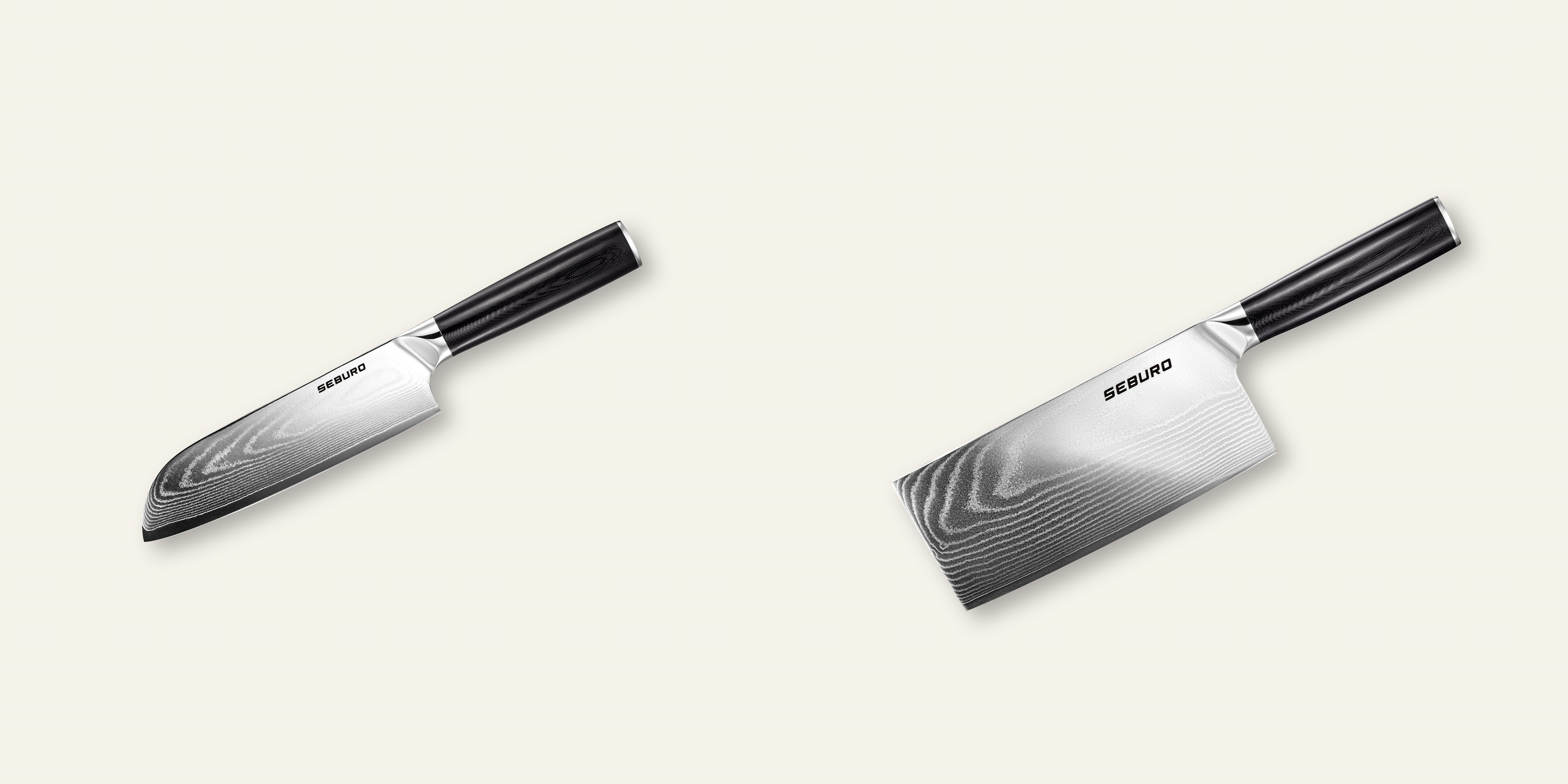 AKCE 1+1 Santoku nůž Seburo SARADA Damascus 175mm + Sekáček Seburo SARADA Chopper Damascus 180mm