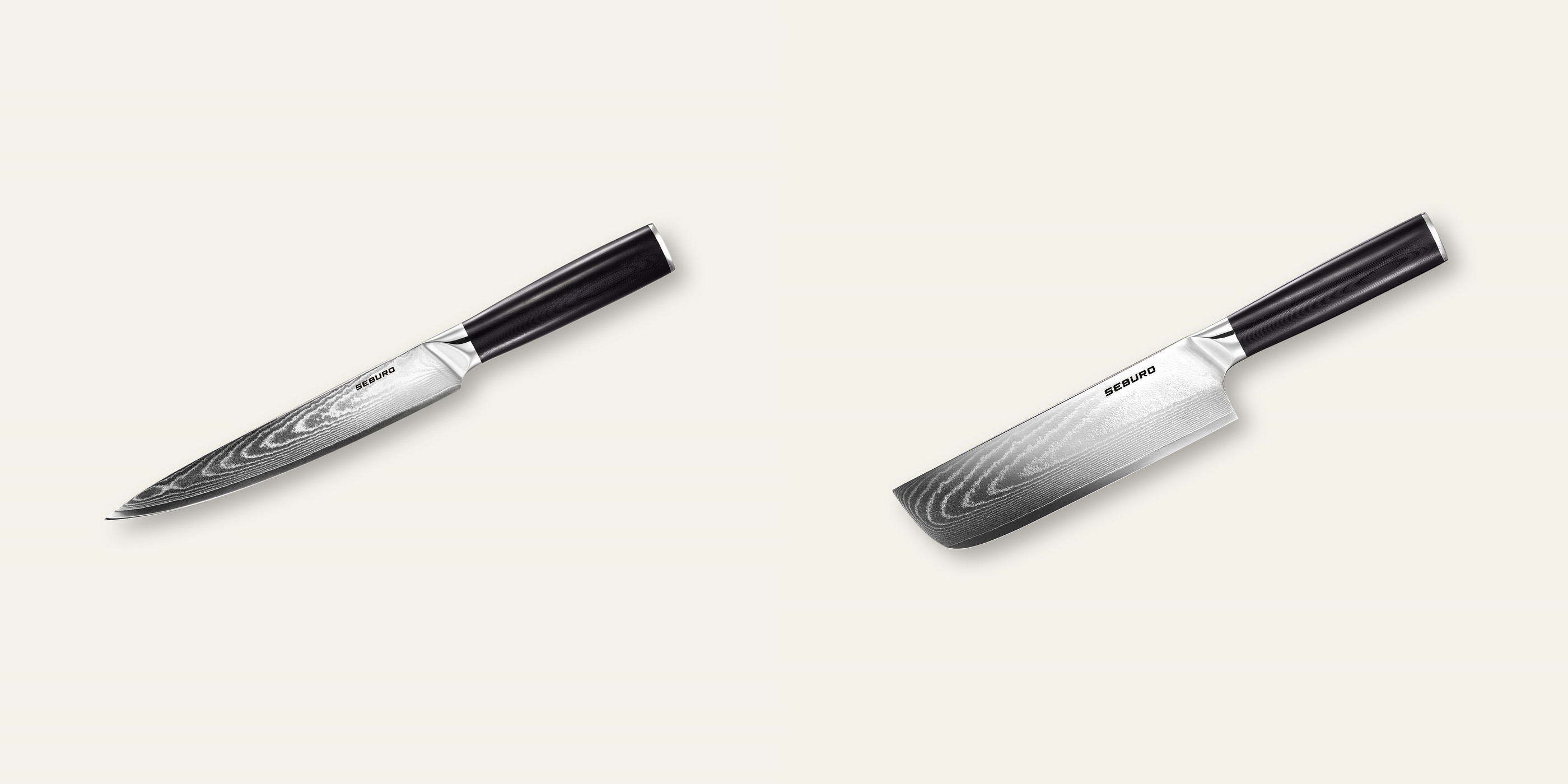 AKCE 1+1 Plátkovací nůž Seburo SARADA Damascus 200mm + Nakiri nůž Seburo SARADA Damascus 170mm