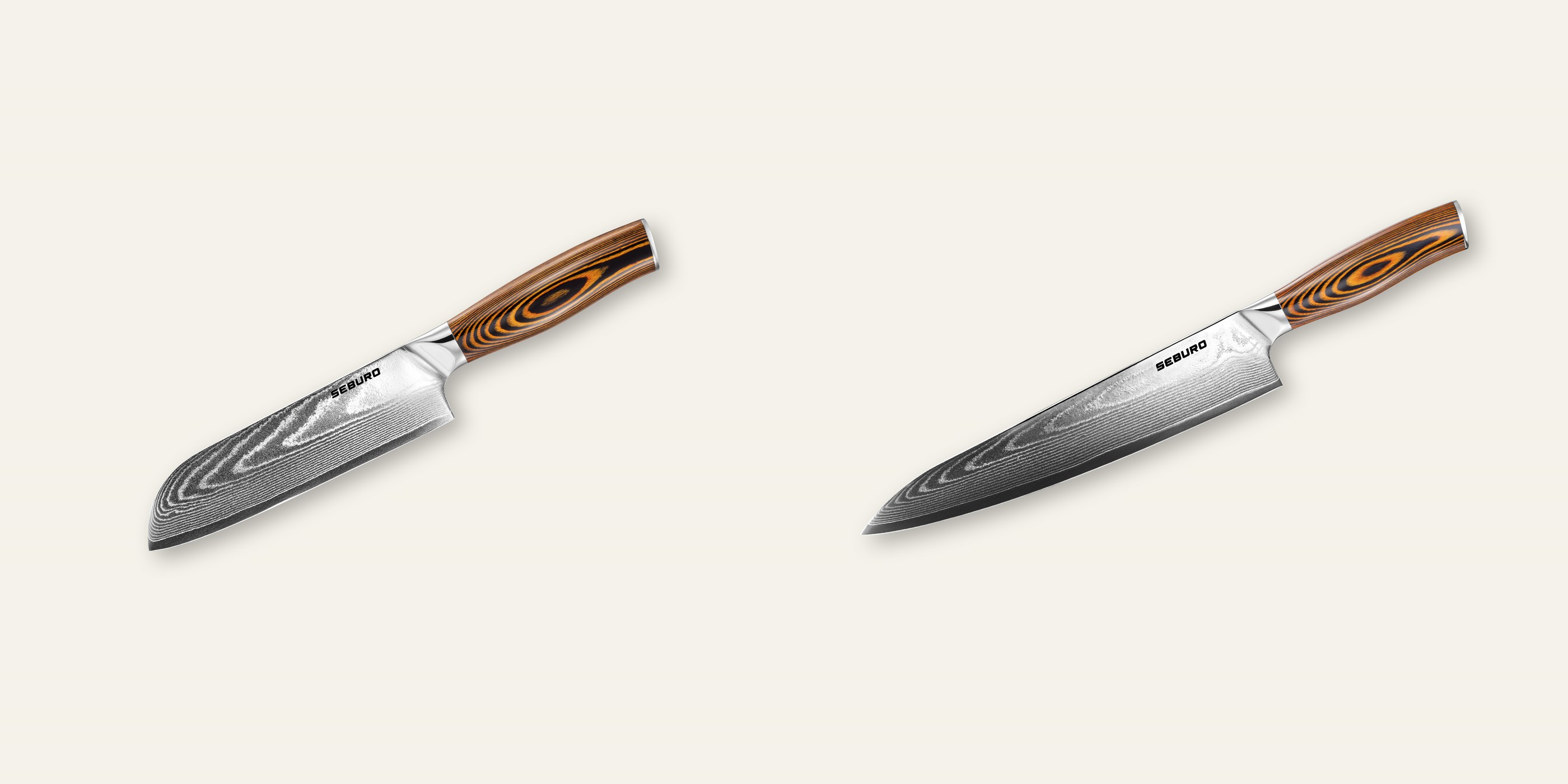 AKCE 1+1 Santoku nůž Seburo SUBAJA Damascus 175mm + Šéfkuchařský nůž Seburo SUBAJA Damascus 250mm