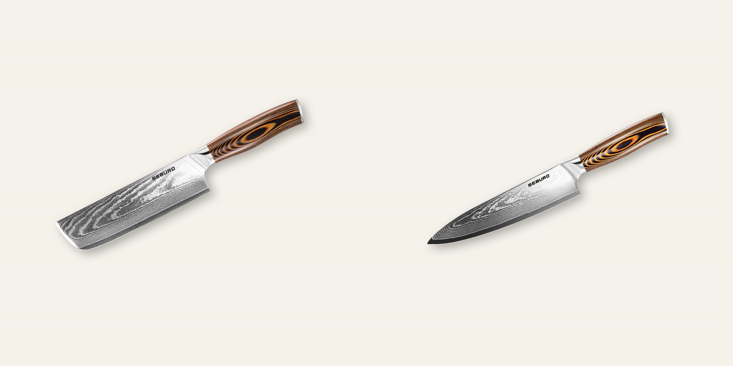 AKCE 1+1 Nakiri nůž Seburo SUBAJA Damascus 175mm + Šéfkuchařský nůž Seburo SUBAJA Damascus 200mm
