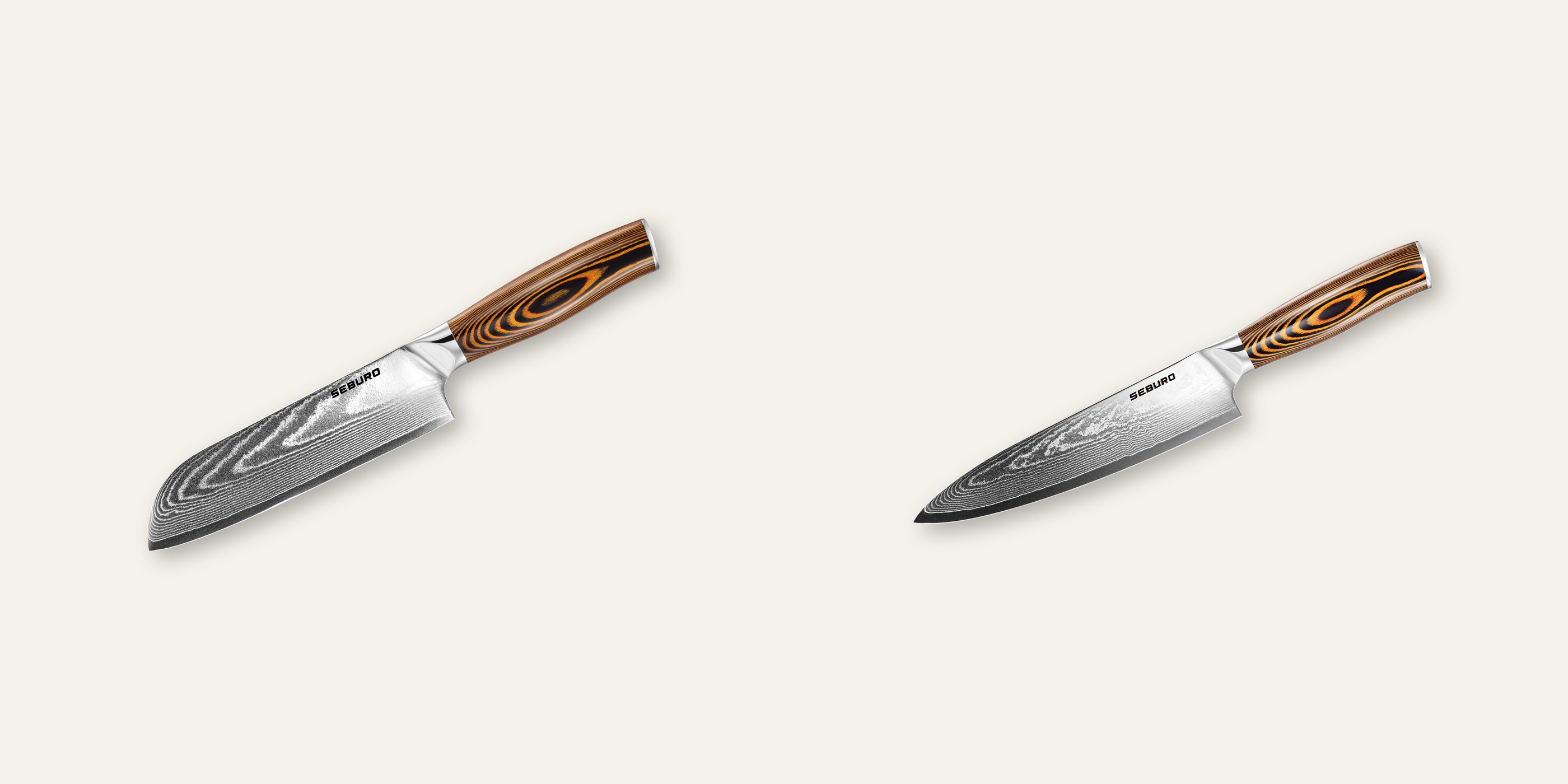 AKCE 1+1 Santoku nůž Seburo SUBAJA Damascus 175mm + Šéfkuchařský nůž Seburo SUBAJA Damascus 200mm