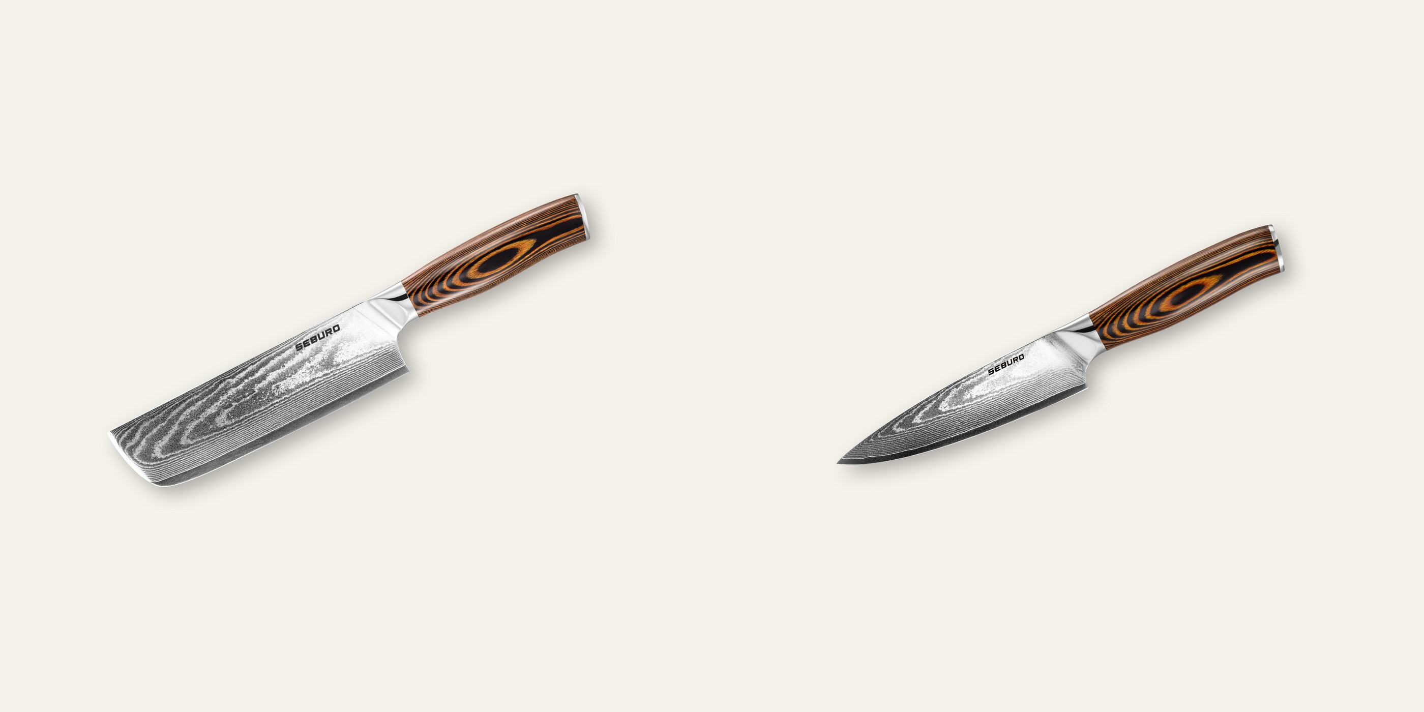 AKCE 1+1 Nakiri nůž Seburo SUBAJA Damascus 175mm + Šéfkuchařský nůž Seburo SUBAJA Damascus 150mm
