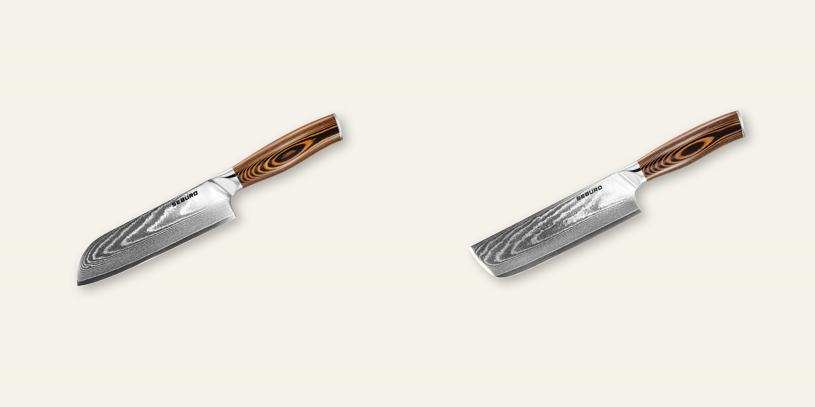 AKCE 1+1 Santoku nůž Seburo SUBAJA Damascus 175mm + Nakiri nůž Seburo SUBAJA Damascus 175mm