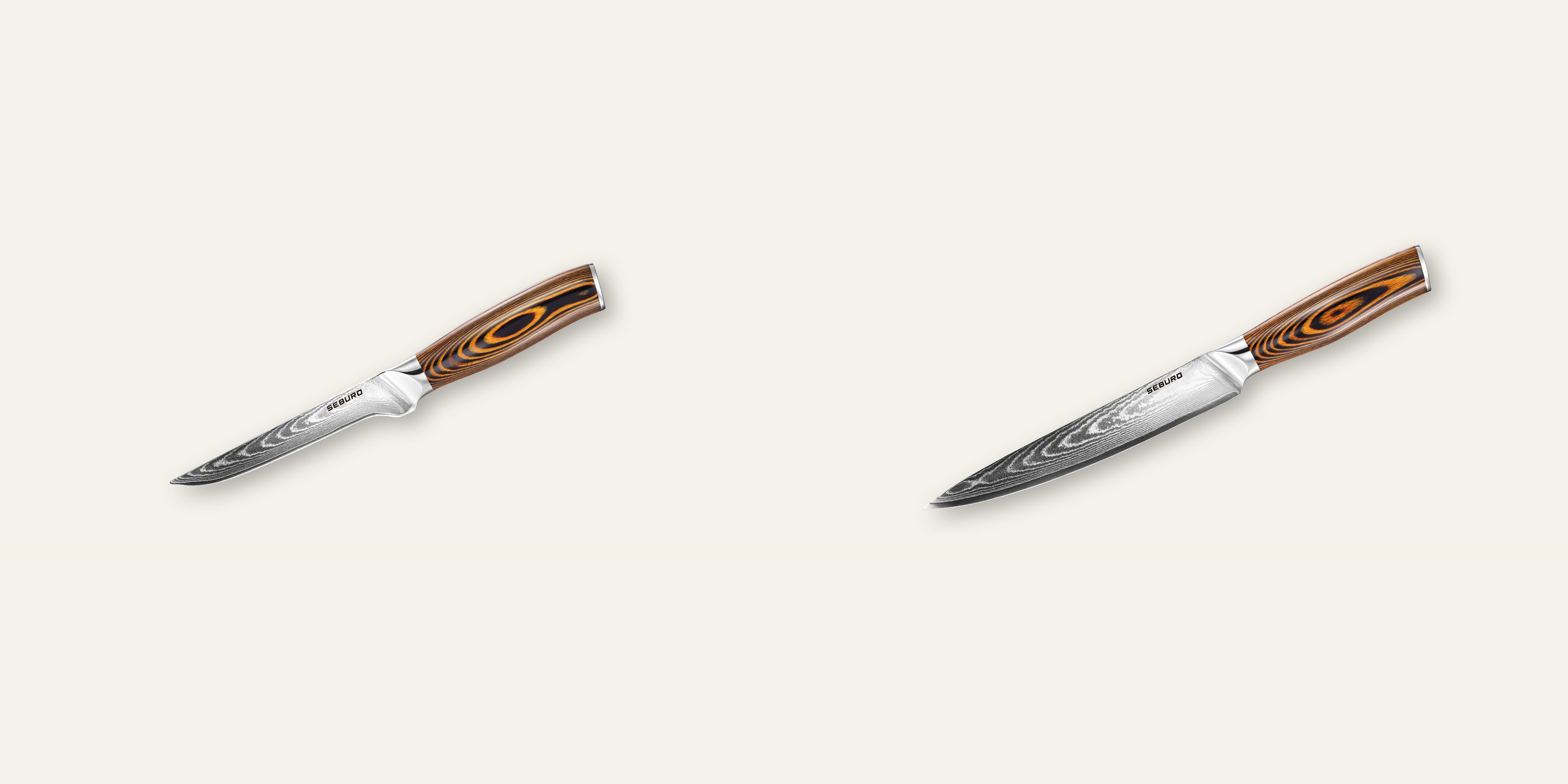 AKCE 1+1 Vykosťovací nůž Seburo SUBAJA Damascus 150mm + Plátkovací nůž Seburo SUBAJA Damascus 195mm