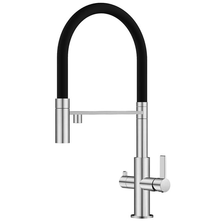 Trojcestná dřezová baterie s vytahovací sprškou Helika Soifos 7763-002 (broušený nikl)