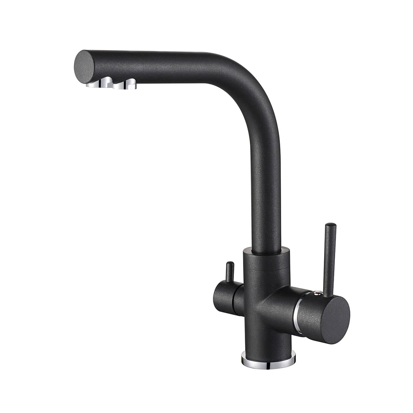 Trojcestná dřezová vodovodní baterie Aquasanita Akvaduo 2663 Long-601 (black metallic)