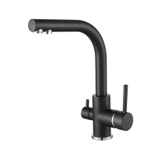 Trojcestná dřezová vodovodní baterie Aquasanita Akvaduo 2663 Long-601 (black metallic)