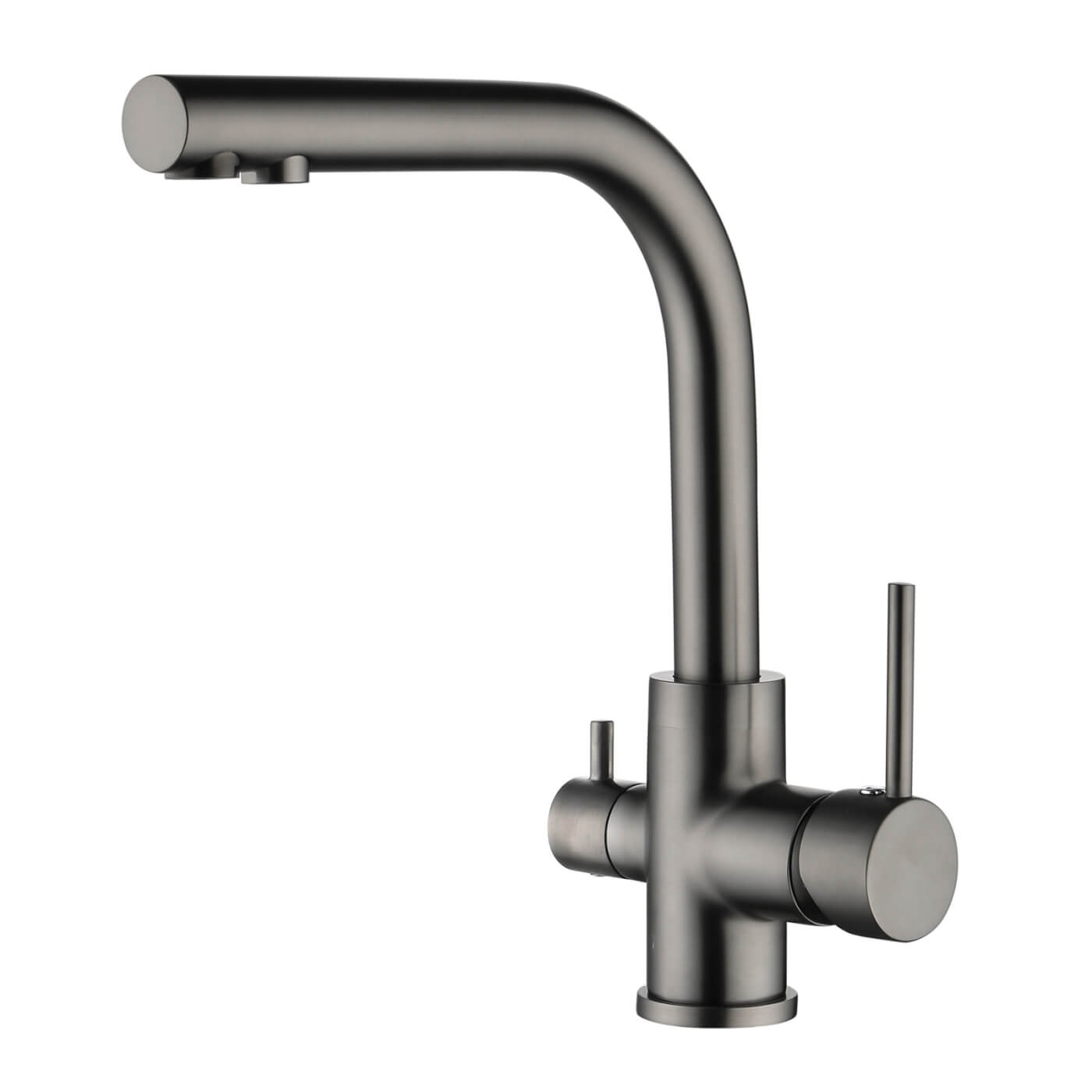 Trojcestná dřezová vodovodní baterie Aquasanita Akvaduo 2663 Long-T (Graphite lesklý)