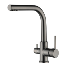 Trojcestná dřezová vodovodní baterie Aquasanita Akvaduo 2663 Long-T (Graphite lesklý)