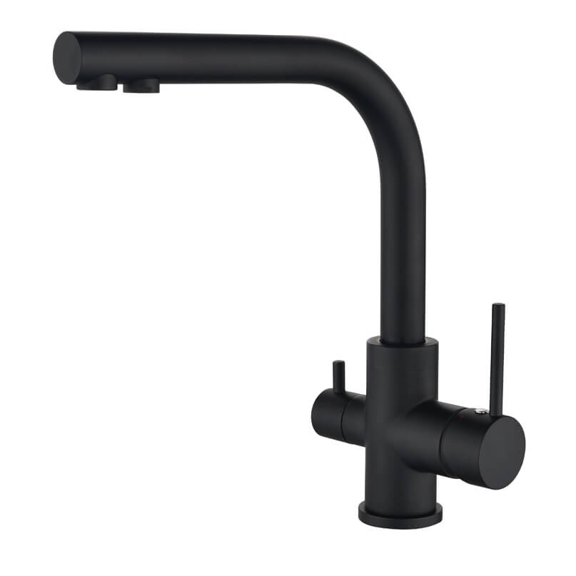 Trojcestná dřezová vodovodní baterie Aquasanita Akvaduo 2663 Long-MB (matná černá)