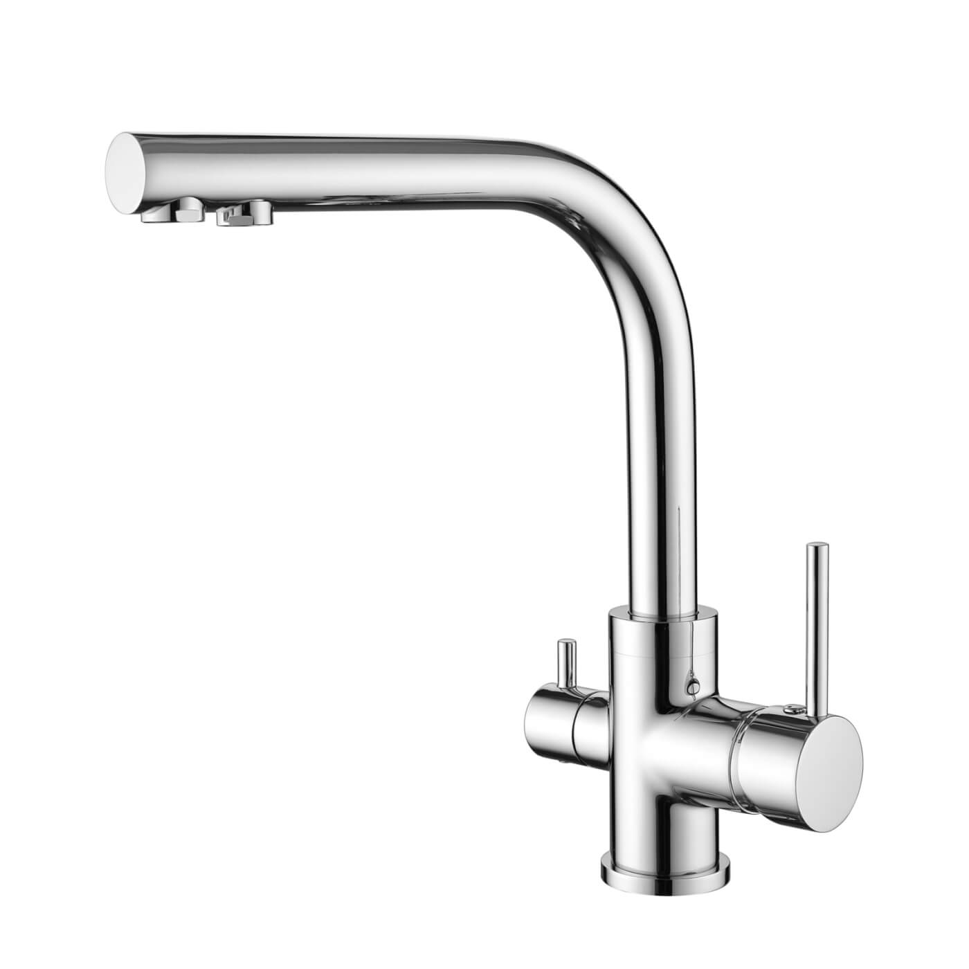 Trojcestná dřezová vodovodní baterie Aquasanita Akvaduo 2663 Long-001 (chrom)