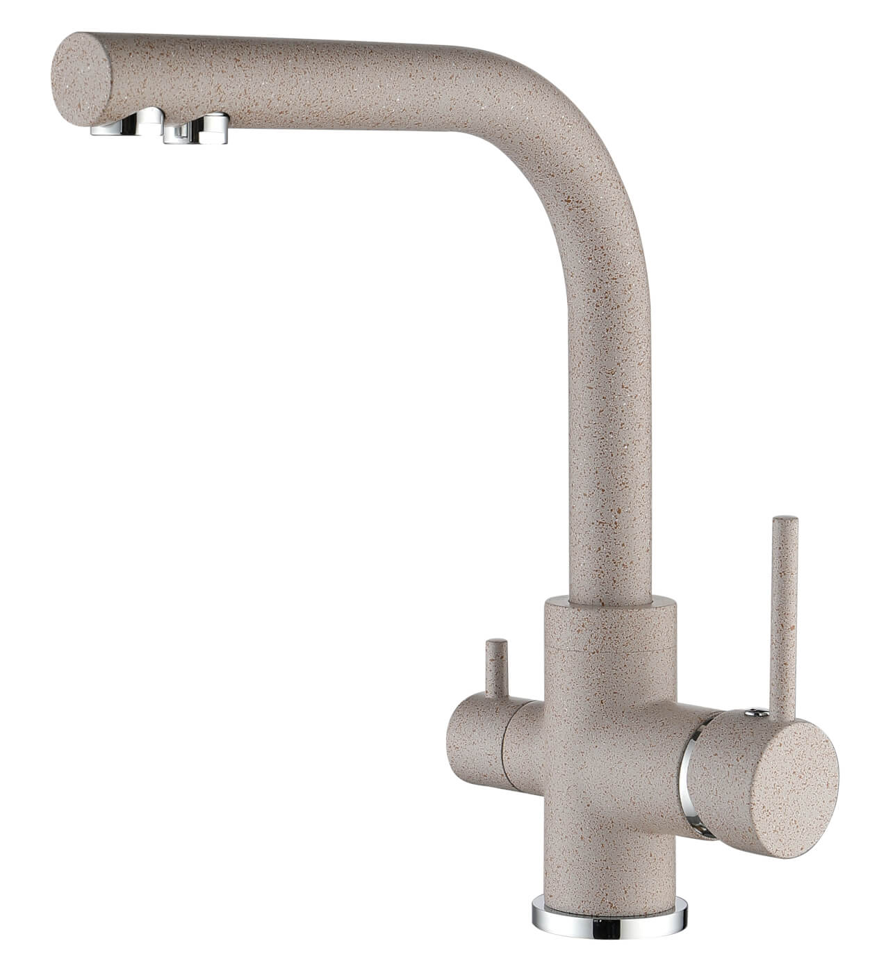 Trojcestná dřezová vodovodní baterie Aquasanita Akvaduo 2663 Long-110 Beige Sand (Béžový písek)