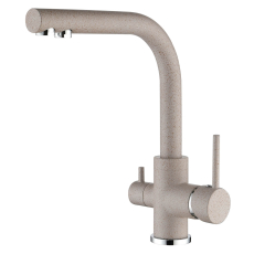 Trojcestná dřezová vodovodní baterie Aquasanita Akvaduo 2663 Long-110 Beige Sand (Béžový písek)