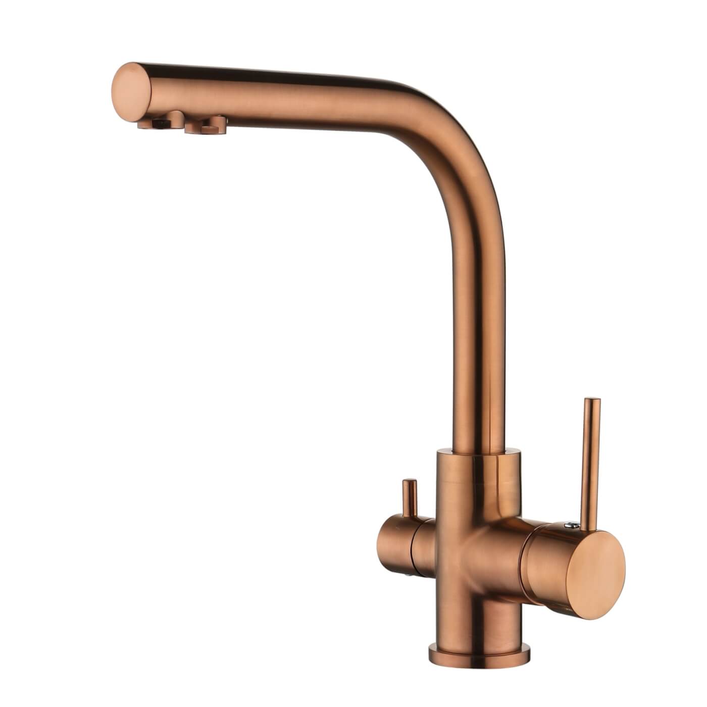 Trojcestná dřezová vodovodní baterie Aquasanita Akvaduo 2663 Long-C (Copper, měď)