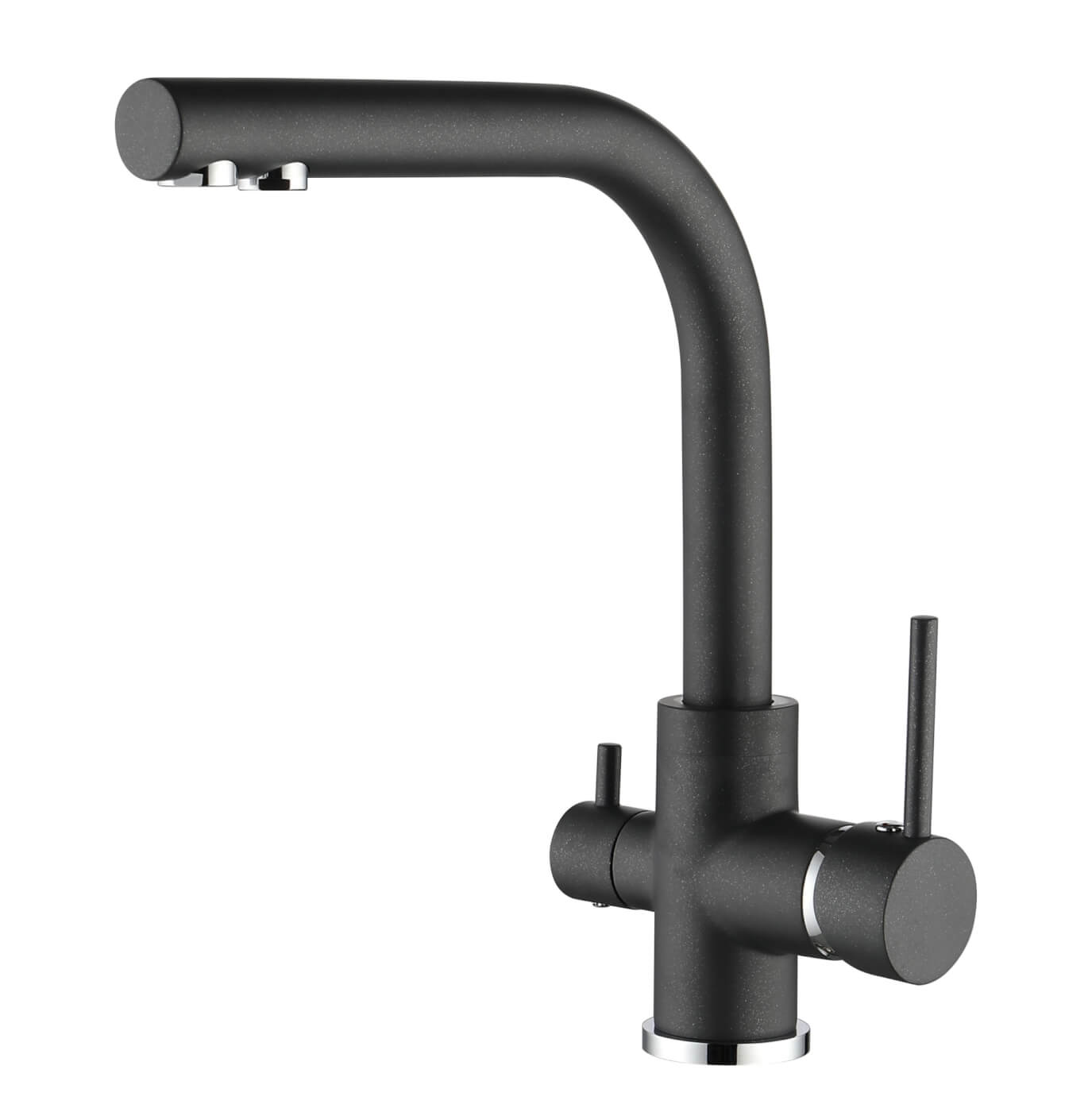 Trojcestná dřezová vodovodní baterie Aquasanita Akvaduo 2663 Long-222 (Graphite)